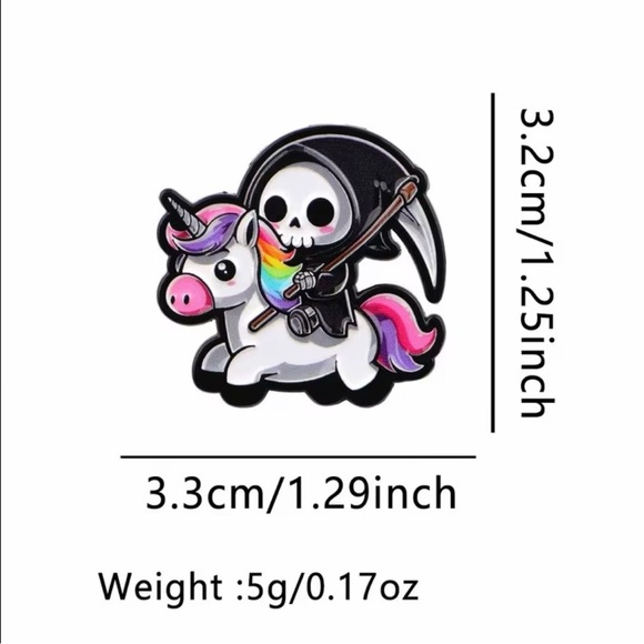 Grim reaper on a unicorn 🦄 lapel pin - Picture 3 of 3